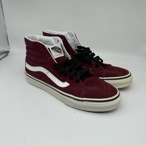 VANS Sk8-Hi Maroon High Top Sneaker Size Mens 5 Womens 6.5 Athleisure Skater - Picture 13 of 16